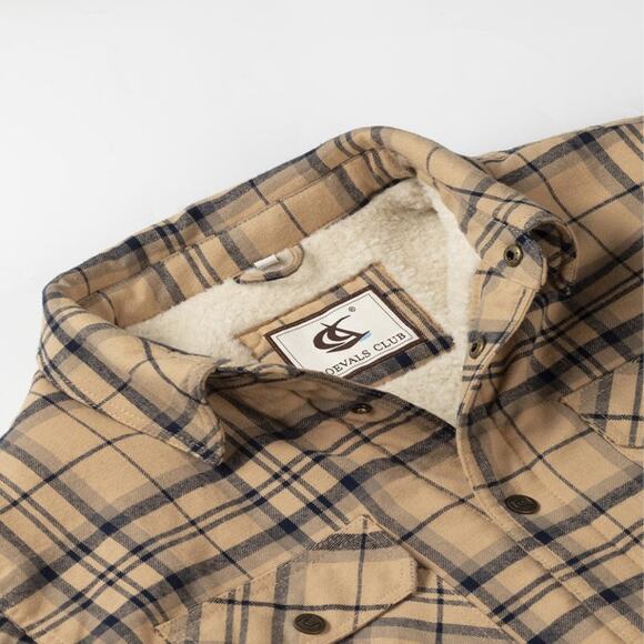 COEVALS CLUB Men's Sherpa Lined Flannel Long Sleeve Plaid Snap Button Up Shirt - Picture 3 of 8